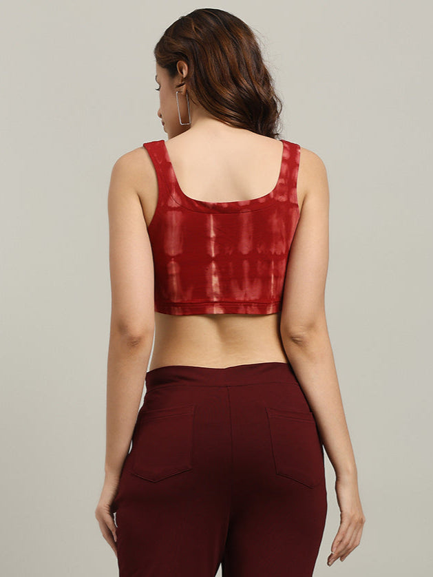 WOMEN'S MEMORIA TIE DYE CROP-TOP (MAROON)