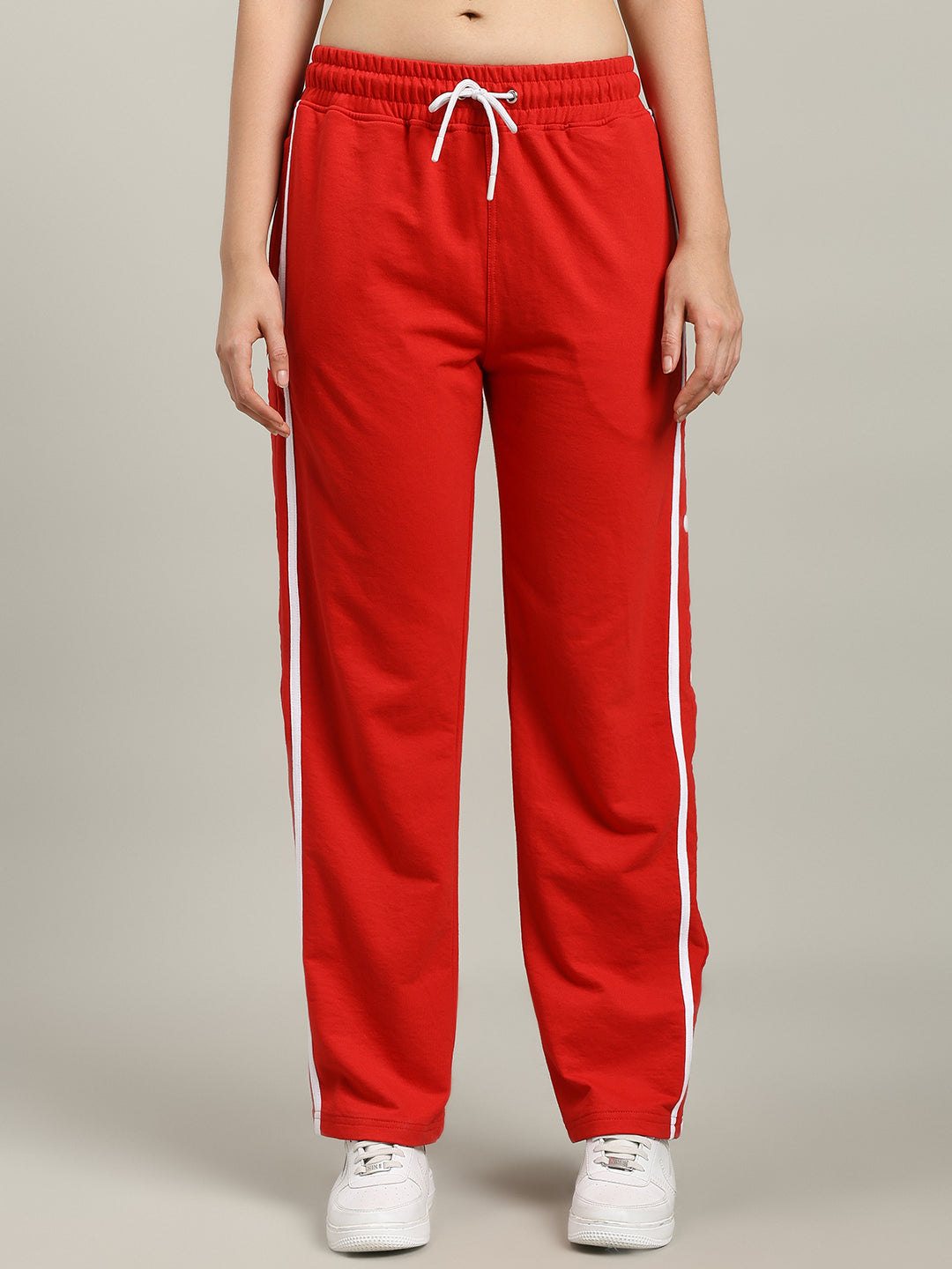 WOMEN'S CONTRAST PANEL JOGGERS (RED)