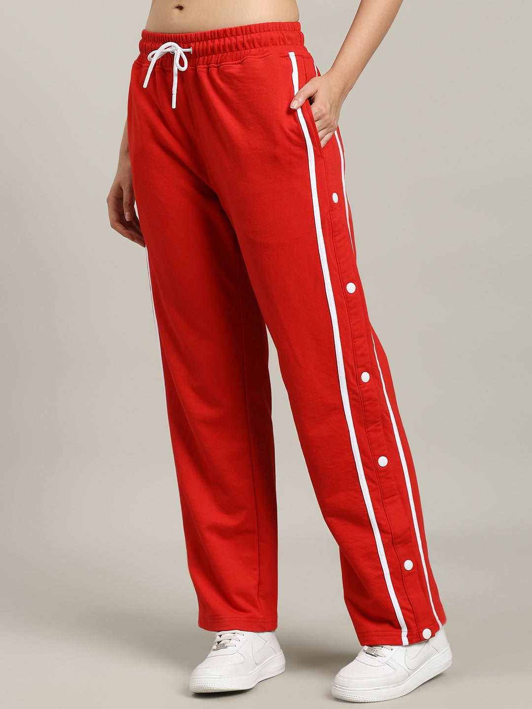 WOMEN'S CONTRAST PANEL JOGGERS (RED)
