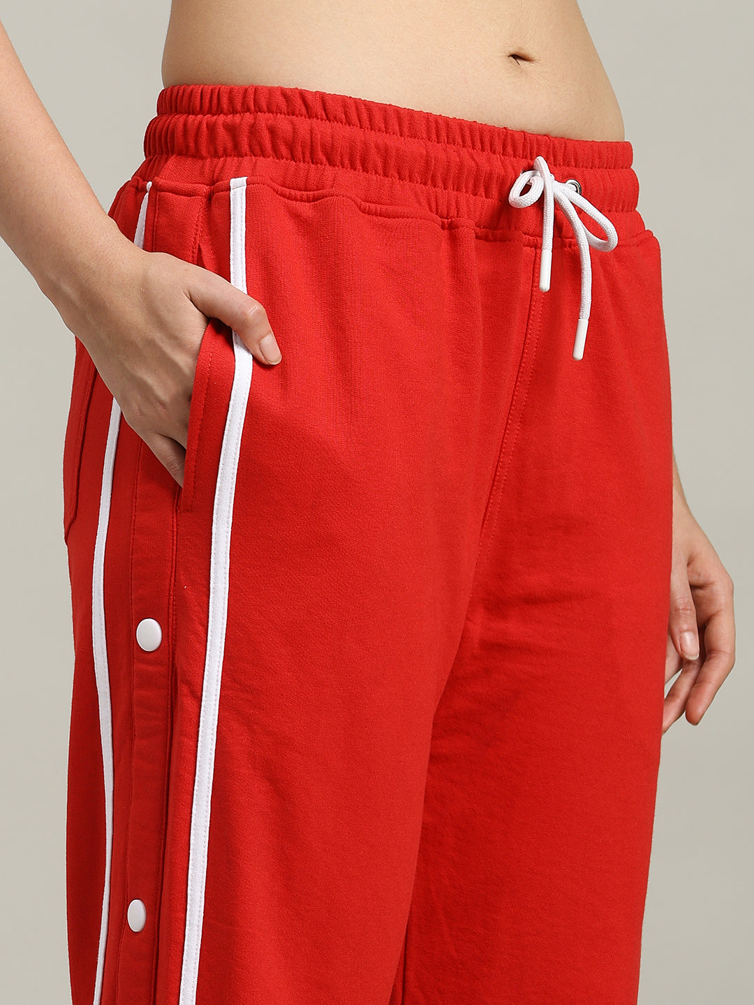 WOMEN'S CONTRAST PANEL JOGGERS (RED)
