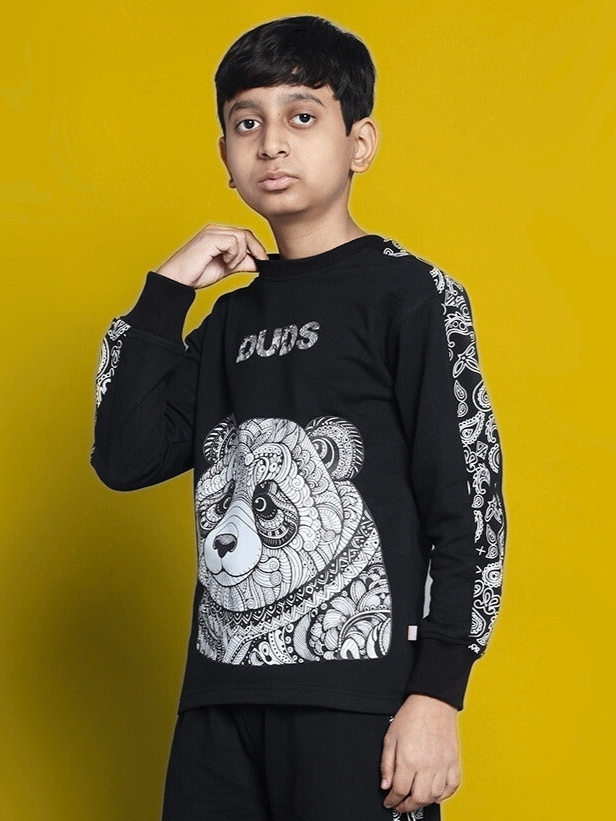 Masha Over-Sized Sweatshirt For Boys & Girls (Black)