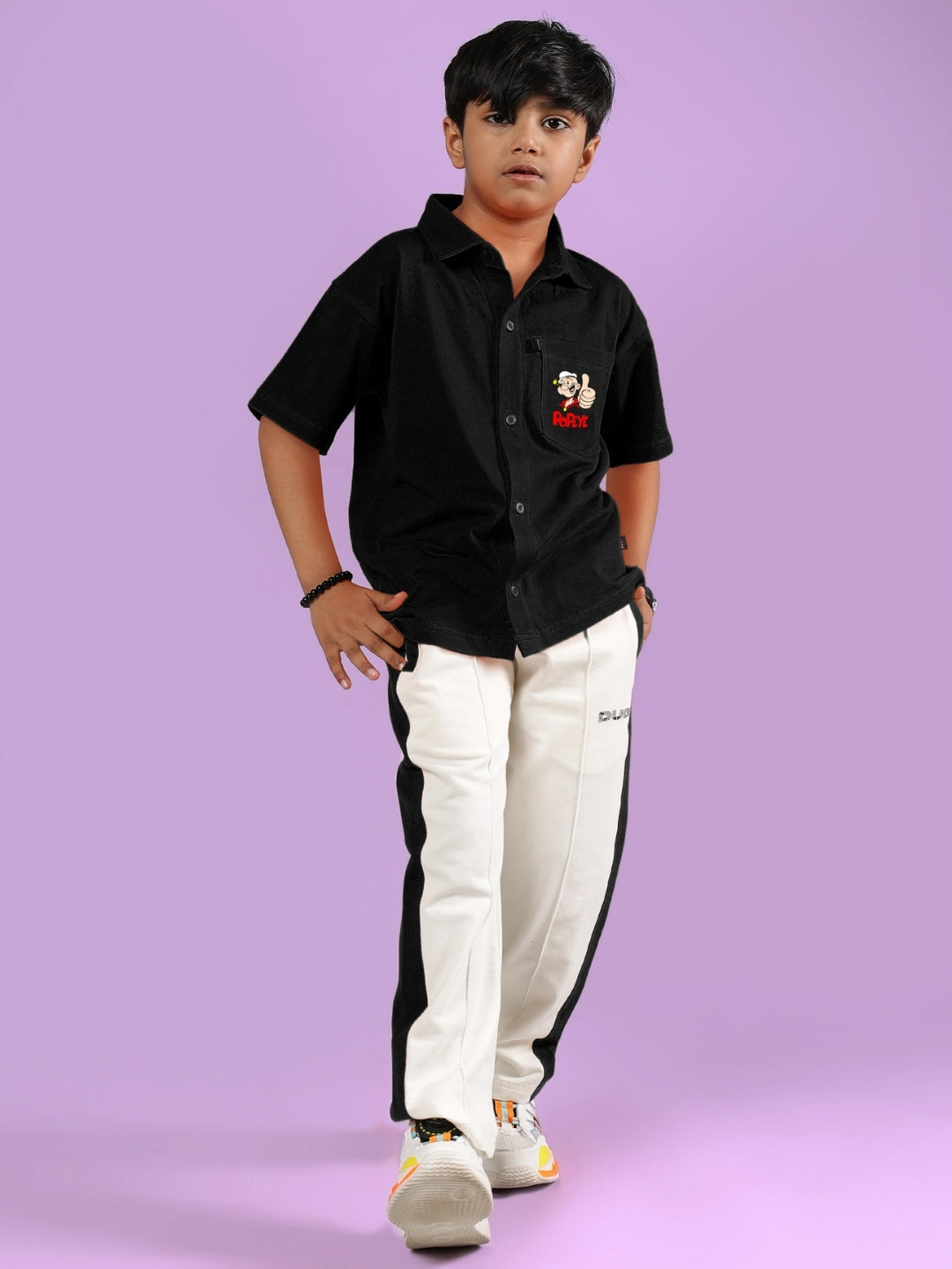 POWER KIDS CO-ORD FOR BOYS & GIRLS (BLACK-OFF-WHITE)