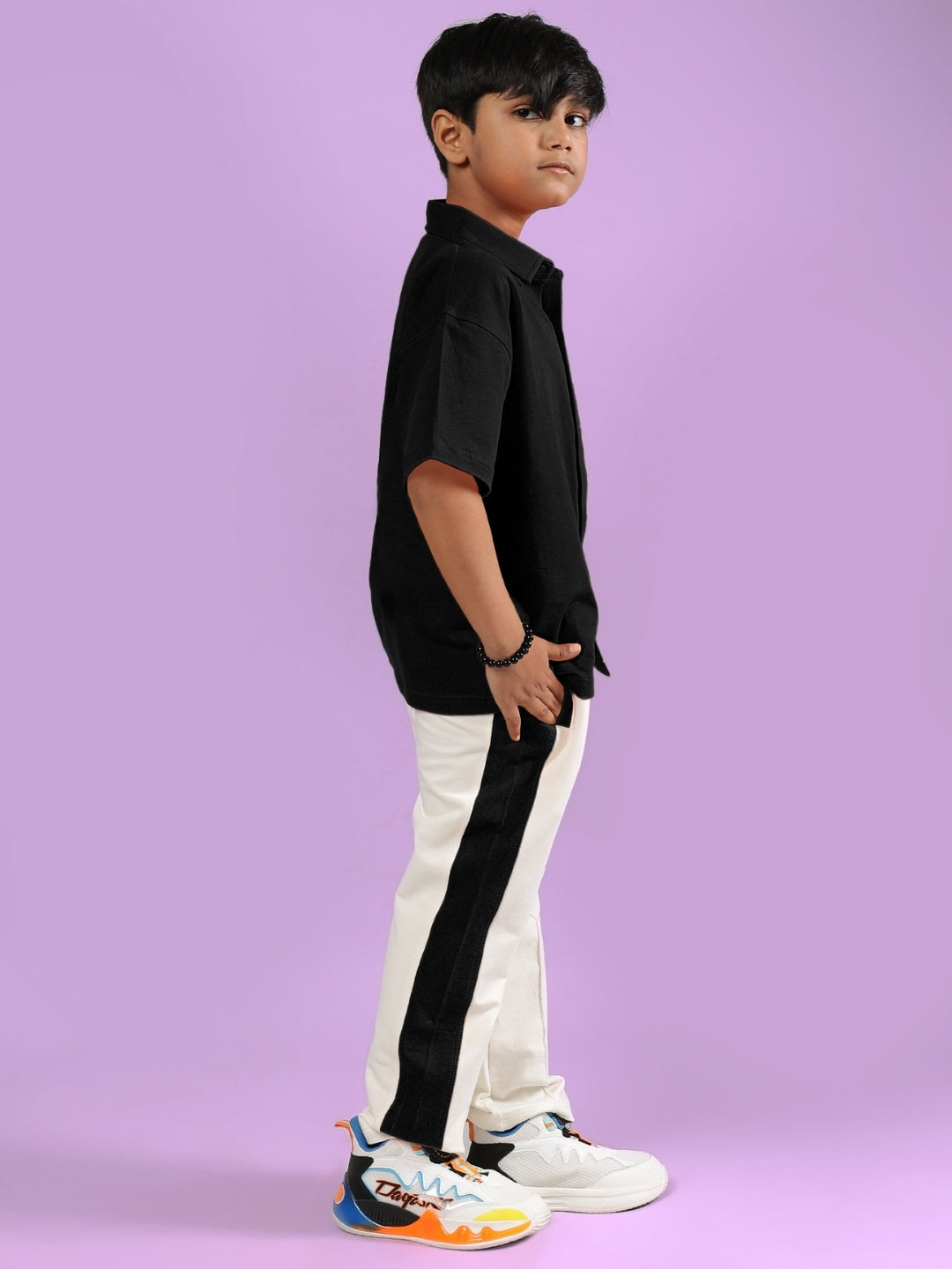 POWER KIDS CO-ORD FOR BOYS & GIRLS (BLACK-OFF-WHITE)