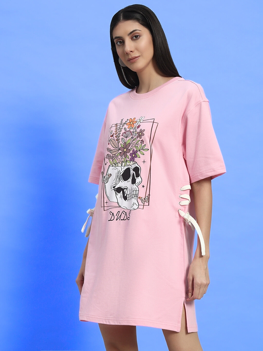 WOMEN'S SUGAR SKULL DRESS (BABY PINK)