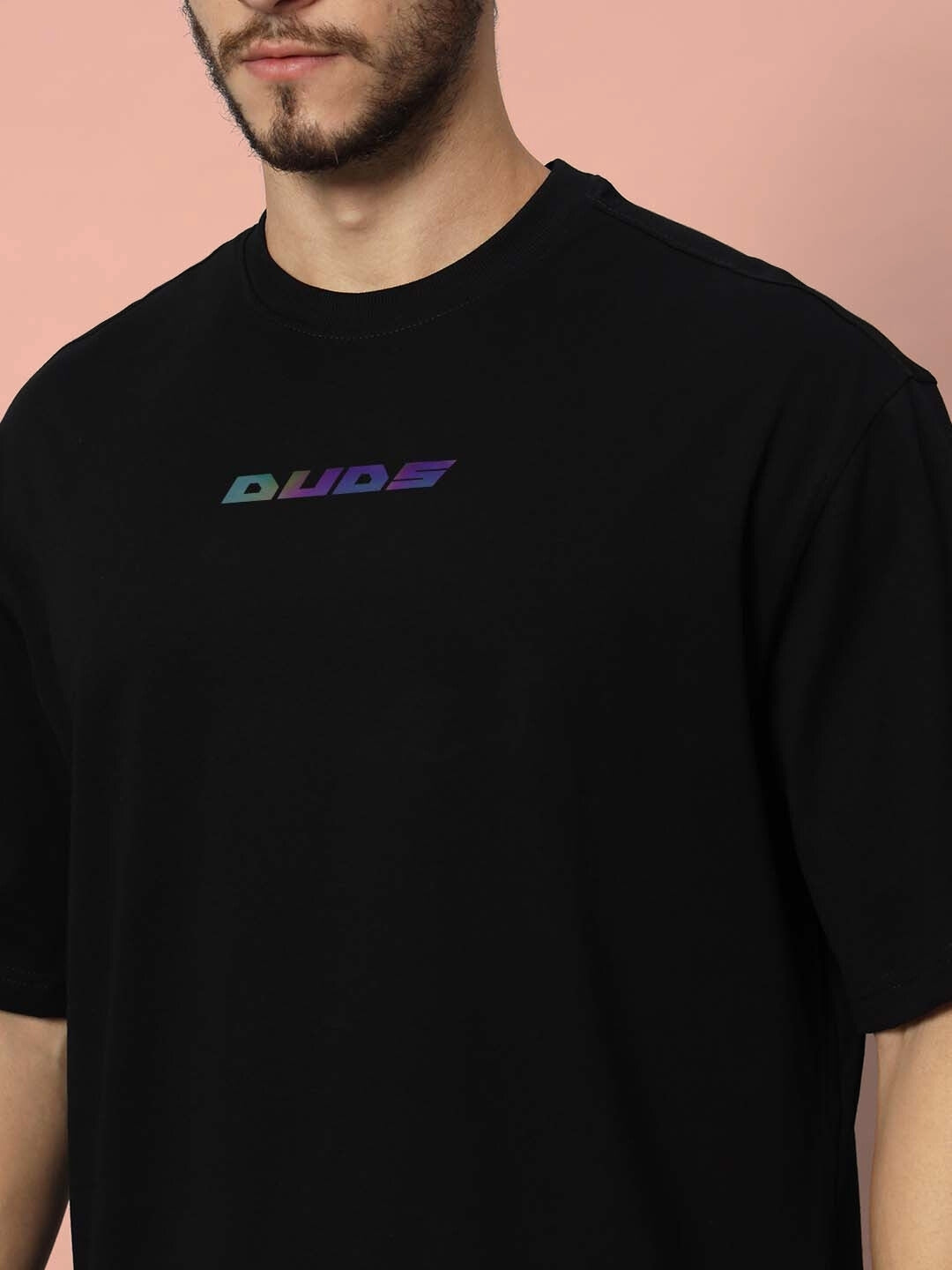 TICKET OVERSIZED T-SHIRT BLACK front view with logo on chest