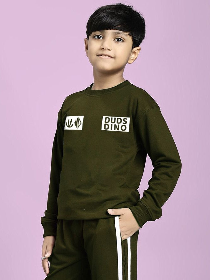 EPIC DINO SWEATSHIRT FOR BOYS AND GIRLS OLIVE GREEN
