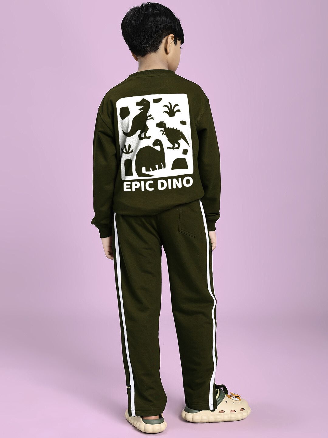 EPIC DINO CO-ORD FOR BOYS GIRLS OLIVE GREEN