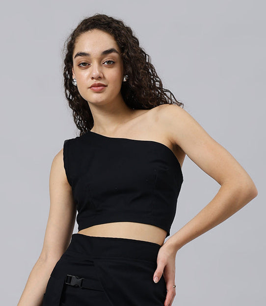 WOMEN'S COOKSEY CROP-TOP (BLACK)