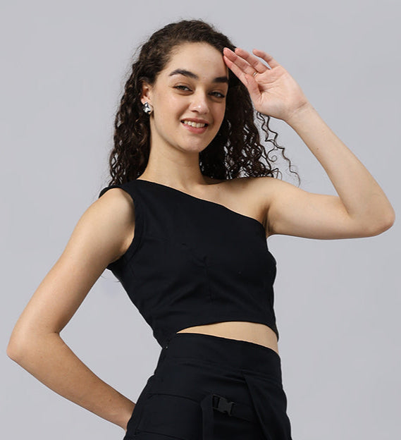 WOMEN'S COOKSEY CROP-TOP (BLACK)