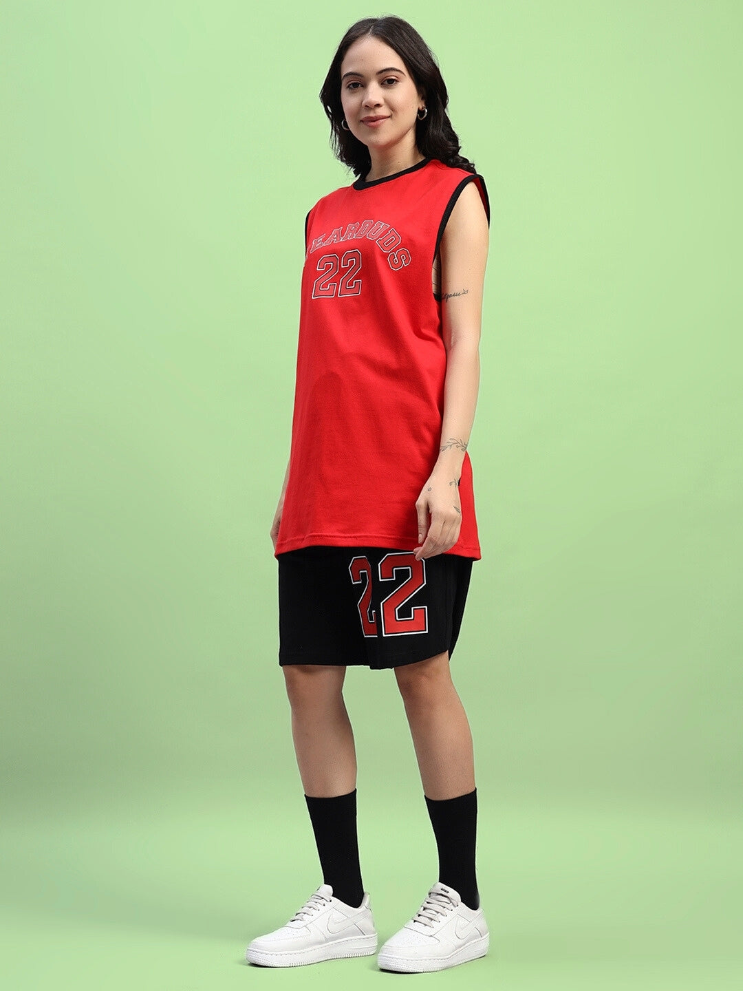 WOMEN'S AMIGA GYM CO-ORD SET (RED-BLACK)