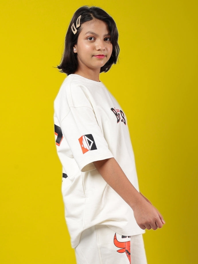 BLAZE BULLS OVERSIZED T-SHIRT FOR BOYS & GIRLS (OFF WHITE)