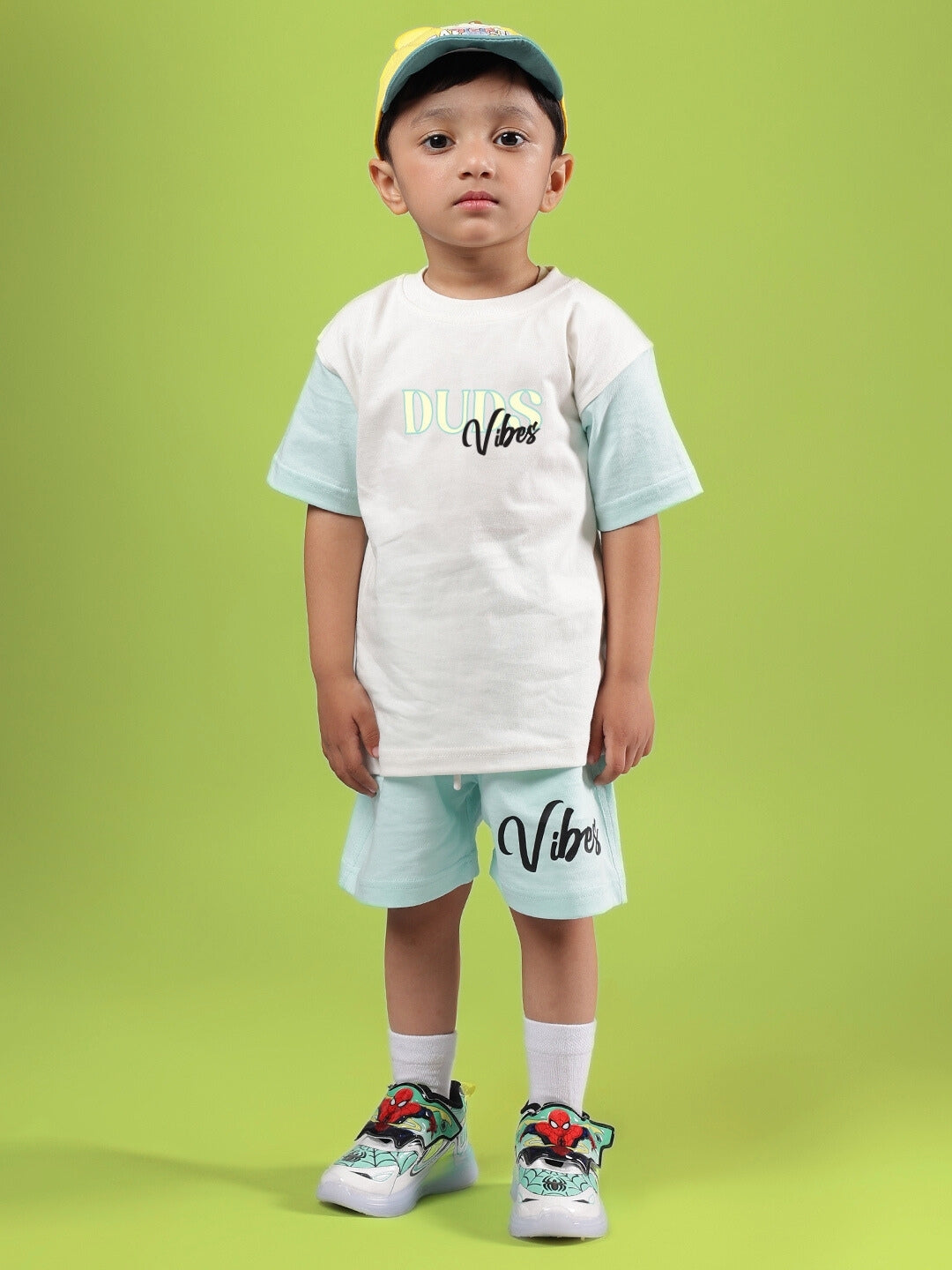 DUDS VIBES CO-ORD FOR BOYS & GIRLS (OFF WHITE-BLUE)
