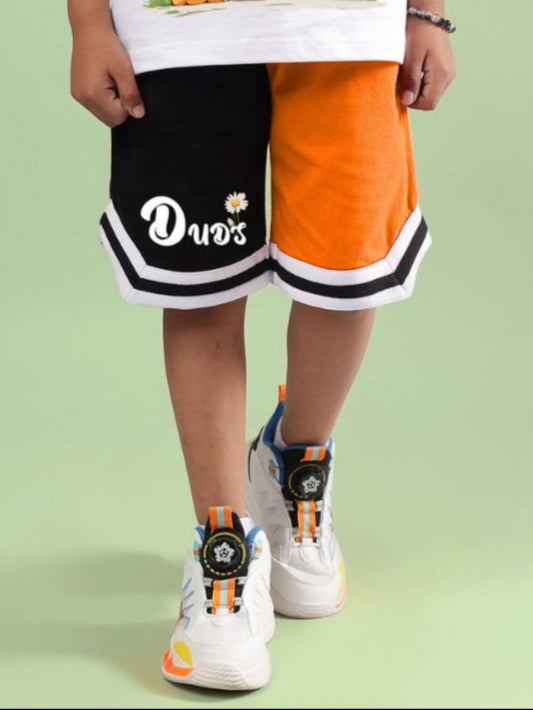 FRIENDSHIP BUCKET SHORTS FOR BOYS & GIRLS (BLACK-ORANGE)