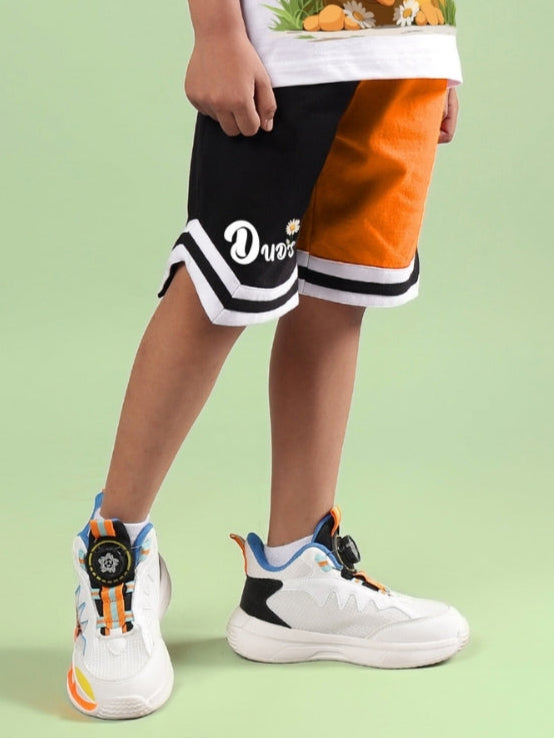 FRIENDSHIP BUCKET SHORTS FOR BOYS & GIRLS (BLACK-ORANGE)