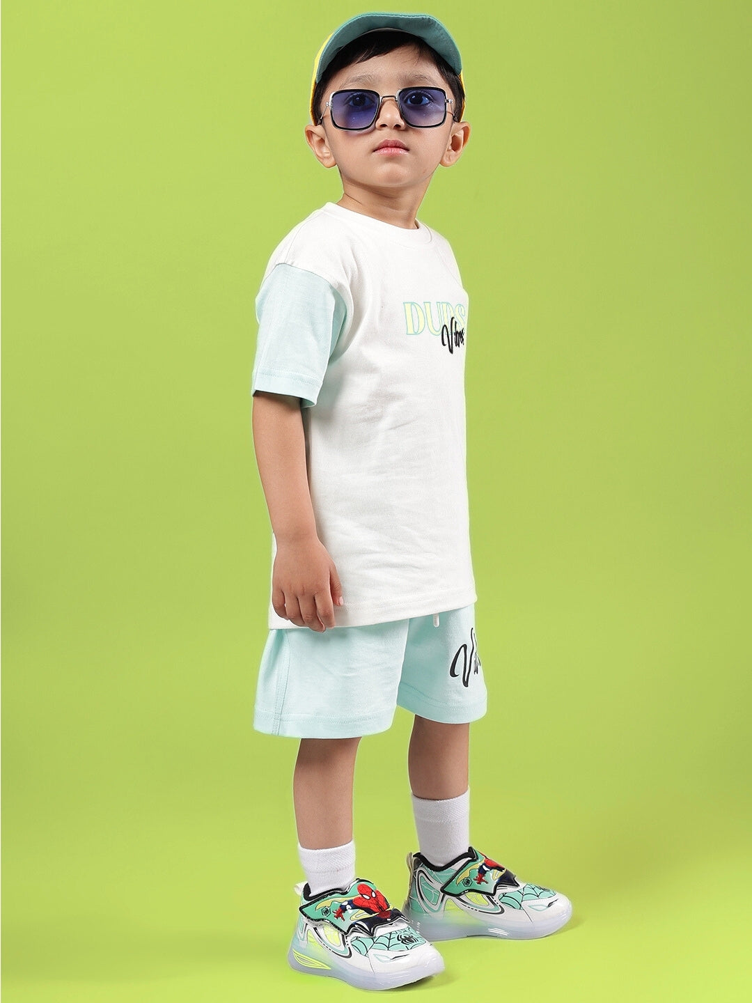 DUDS VIBES CO-ORD FOR BOYS & GIRLS (OFF WHITE-BLUE)