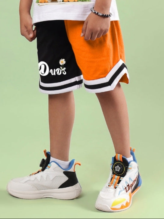 FRIENDSHIP BUCKET SHORTS FOR BOYS & GIRLS (BLACK-ORANGE)