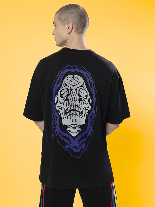 poison skull reflector over sized t shirt black