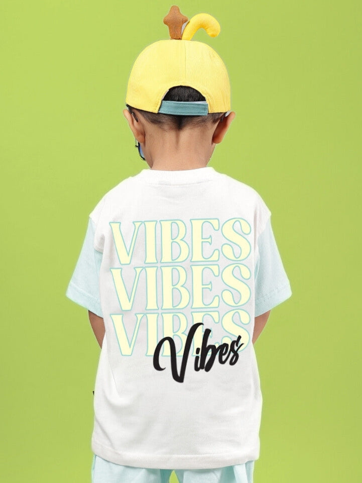 DUDS VIBES T-SHIRT FOR BOYS & GIRLS (OFF WHITE-BLUE)
