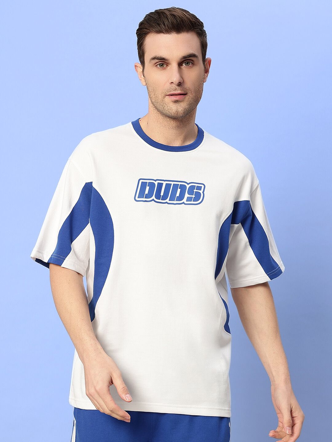 Ezel Over-Sized T-Shirt (White-Blue)