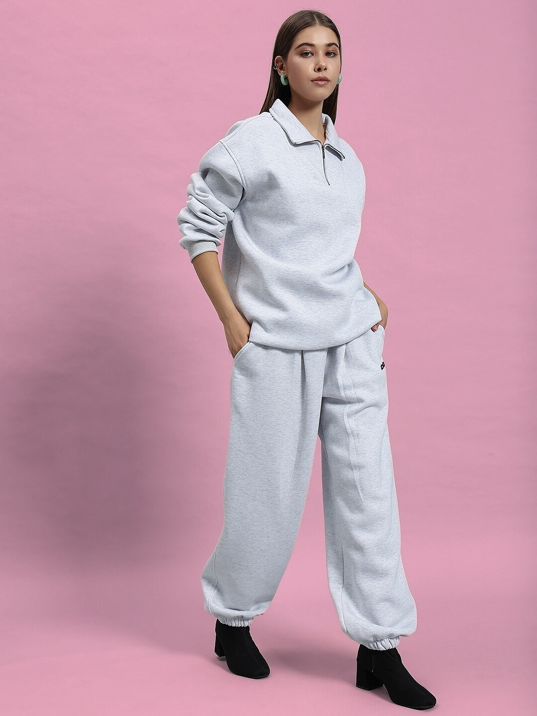 WOMEN'S BONA-FIDE FLEECE CO-ORD (MELANGE GREY)