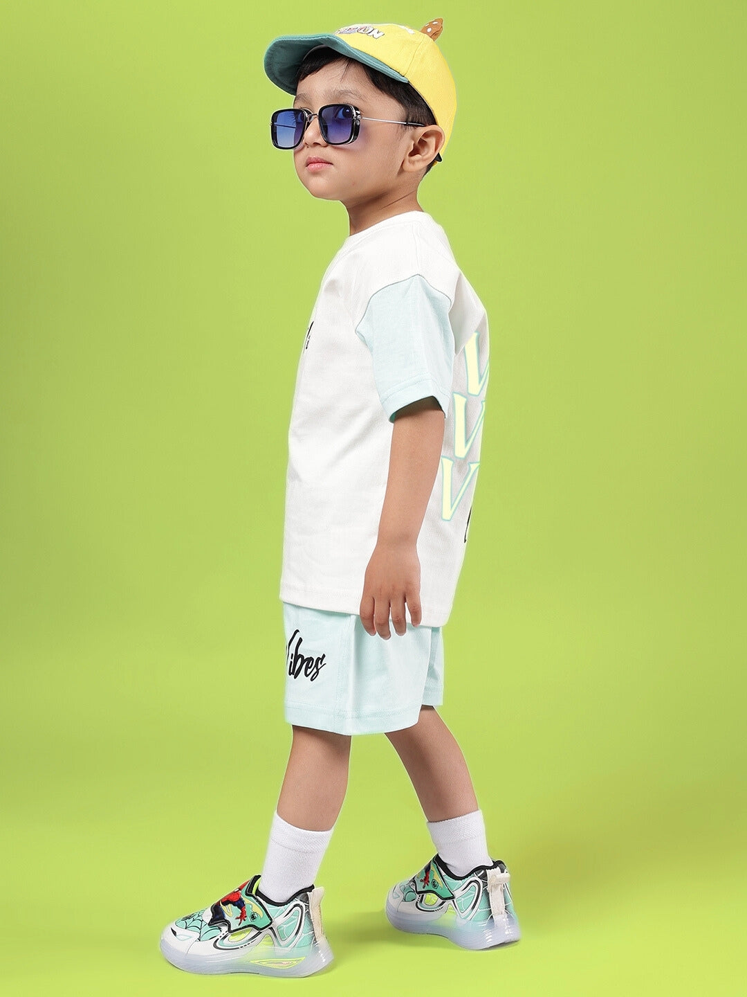 DUDS VIBES CO-ORD FOR BOYS & GIRLS (OFF WHITE-BLUE)