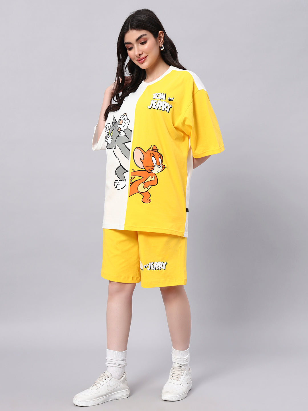 WOMEN'S TOM & JERRY CO-ORD SET (YELLOW-WHITE)