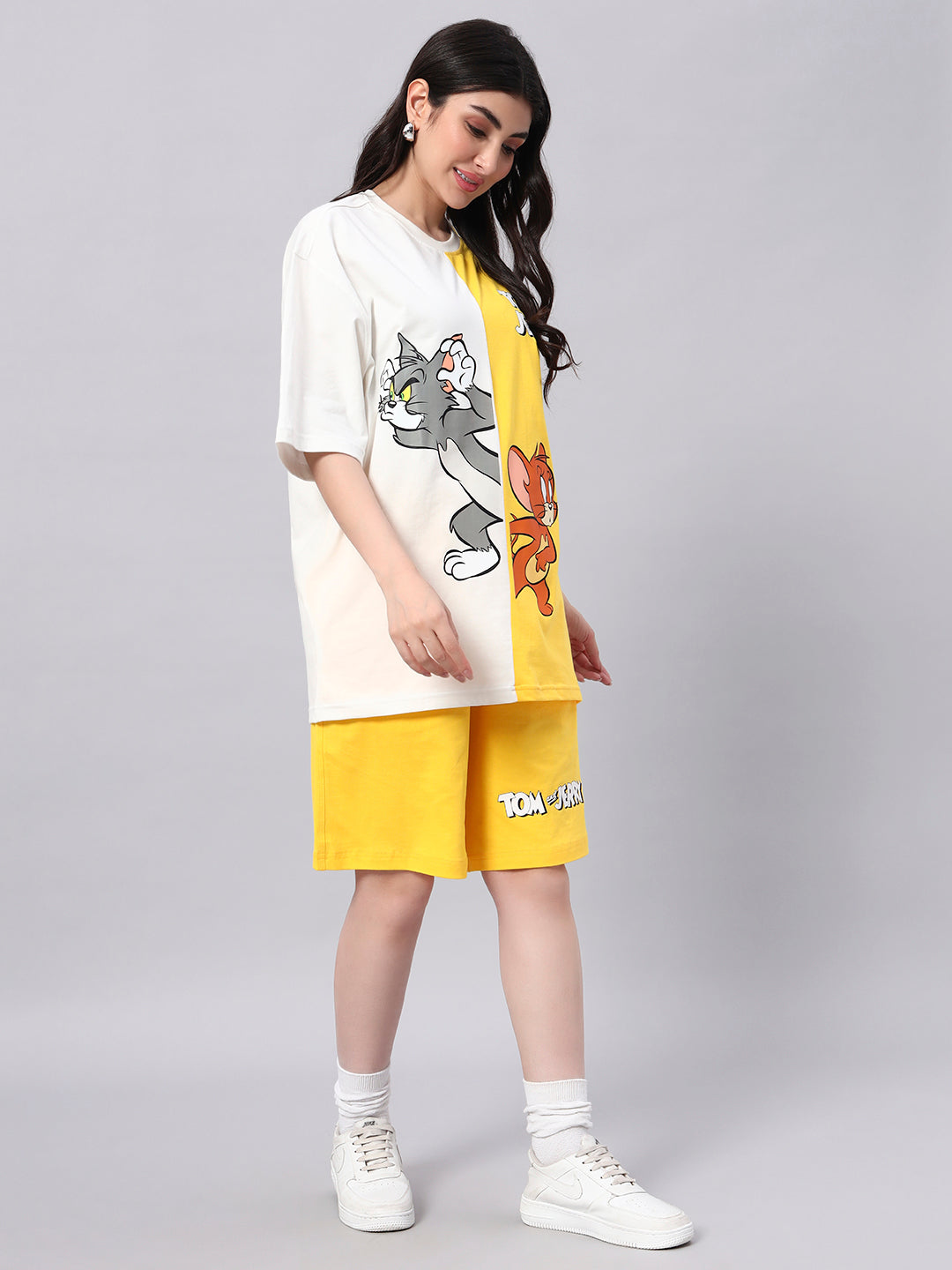 WOMEN'S TOM & JERRY CO-ORD SET (YELLOW-WHITE)