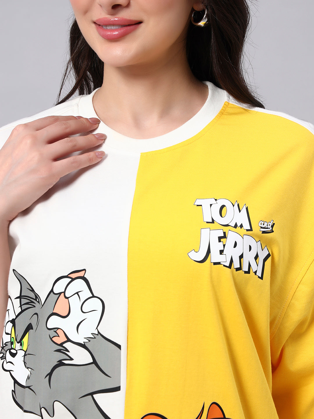 WOMEN'S TOM & JERRY CO-ORD SET (YELLOW-WHITE)