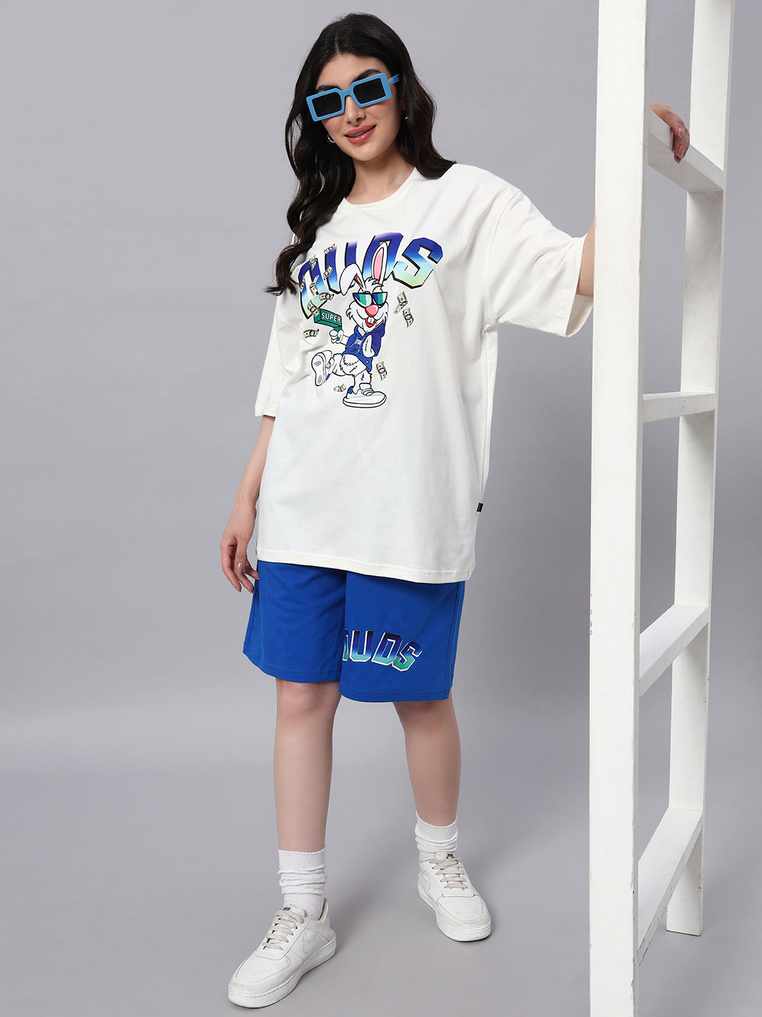 WOMEN'S BUNNY BUGS SUMMER SHORTS (BLUE)