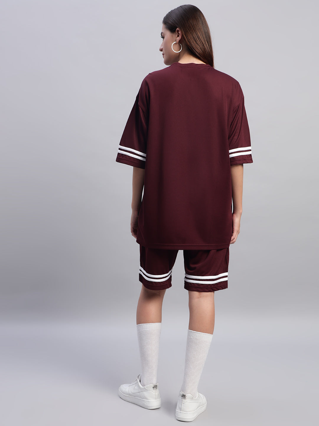 Women's Groovy Colorblock Co-Ord Set (Wine)