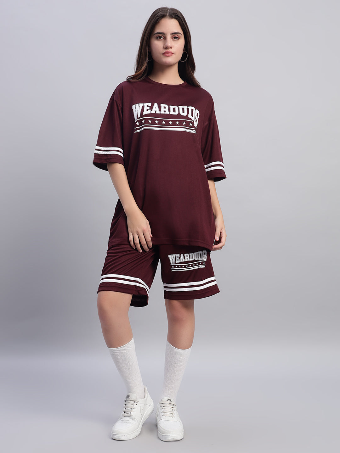 Women's Groovy Colorblock Co-Ord Set (Wine)