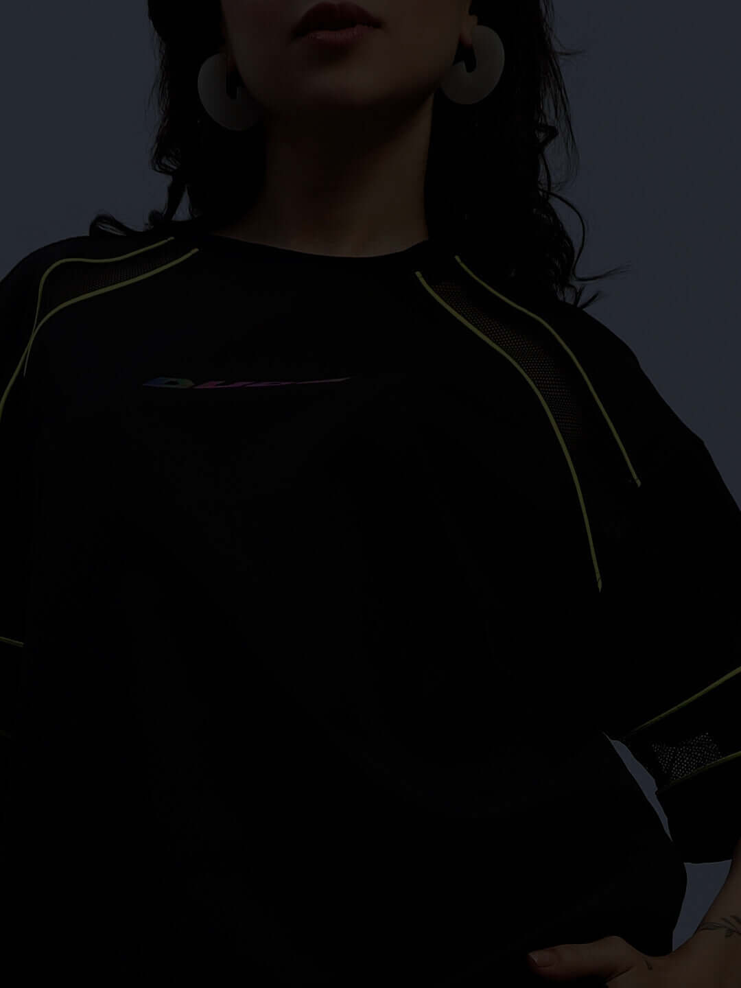 Women's Salvo Regular Fit Black T-Shirt made of sports polyester fabric, ideal for casual wear.