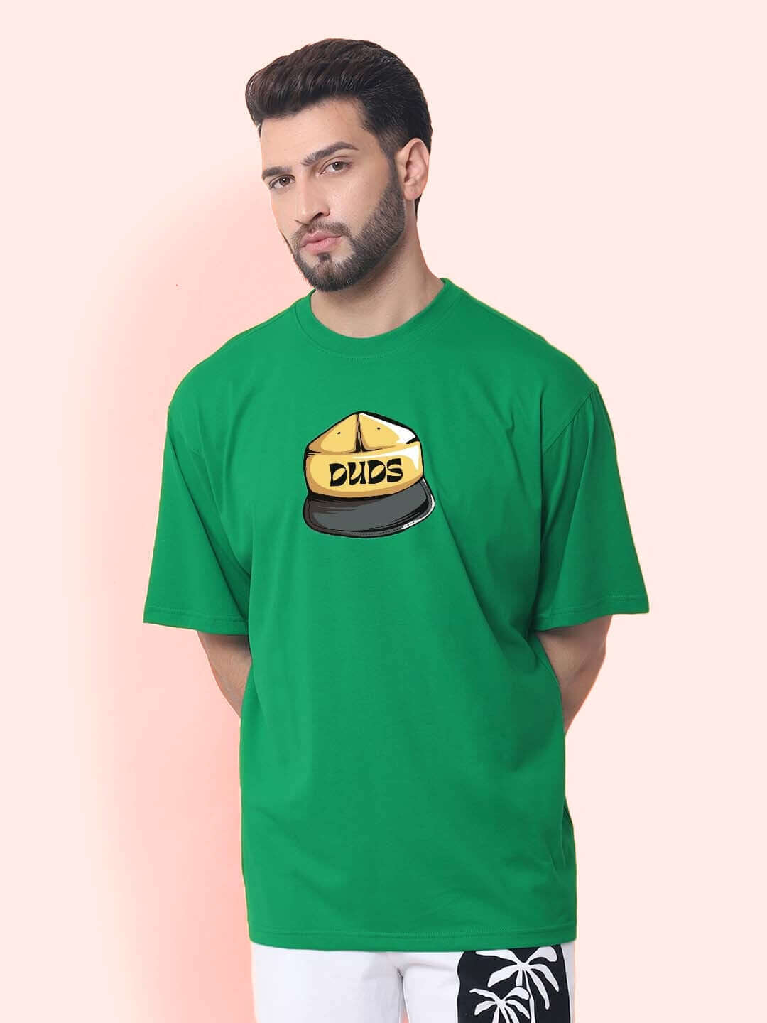 HIGH-ON OVER-SIZED T-SHIRT GREEN featuring DUDS logo