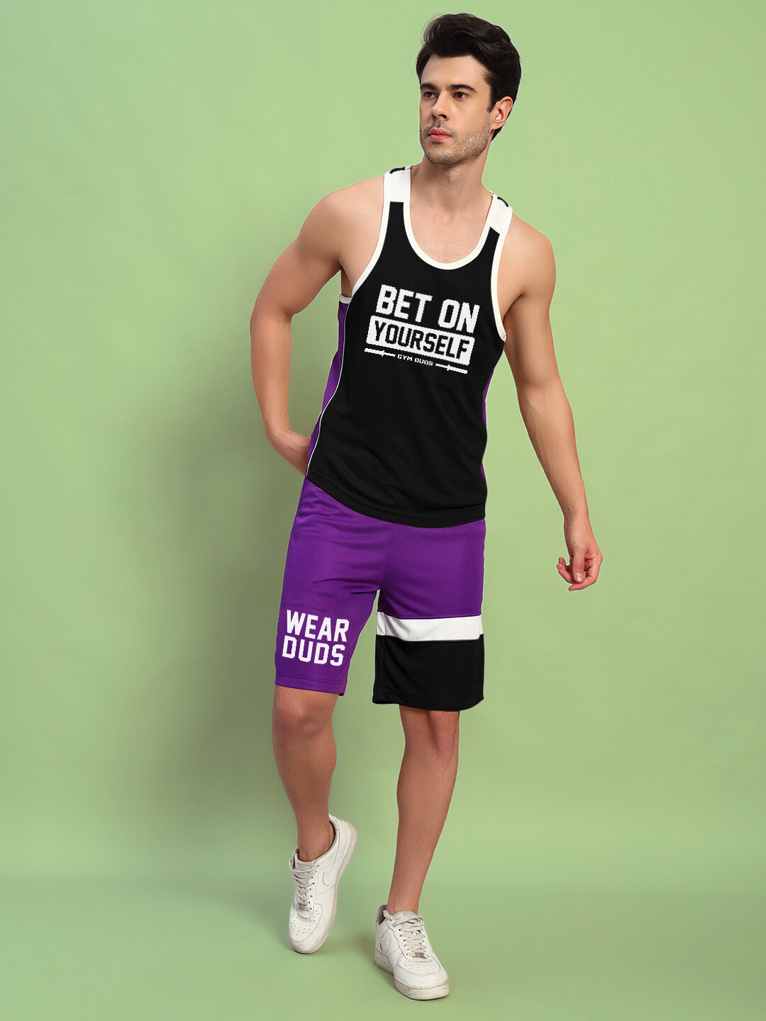 BET ON YOURSELF GYM CO-ORD SET (BLACK PURPLE)
