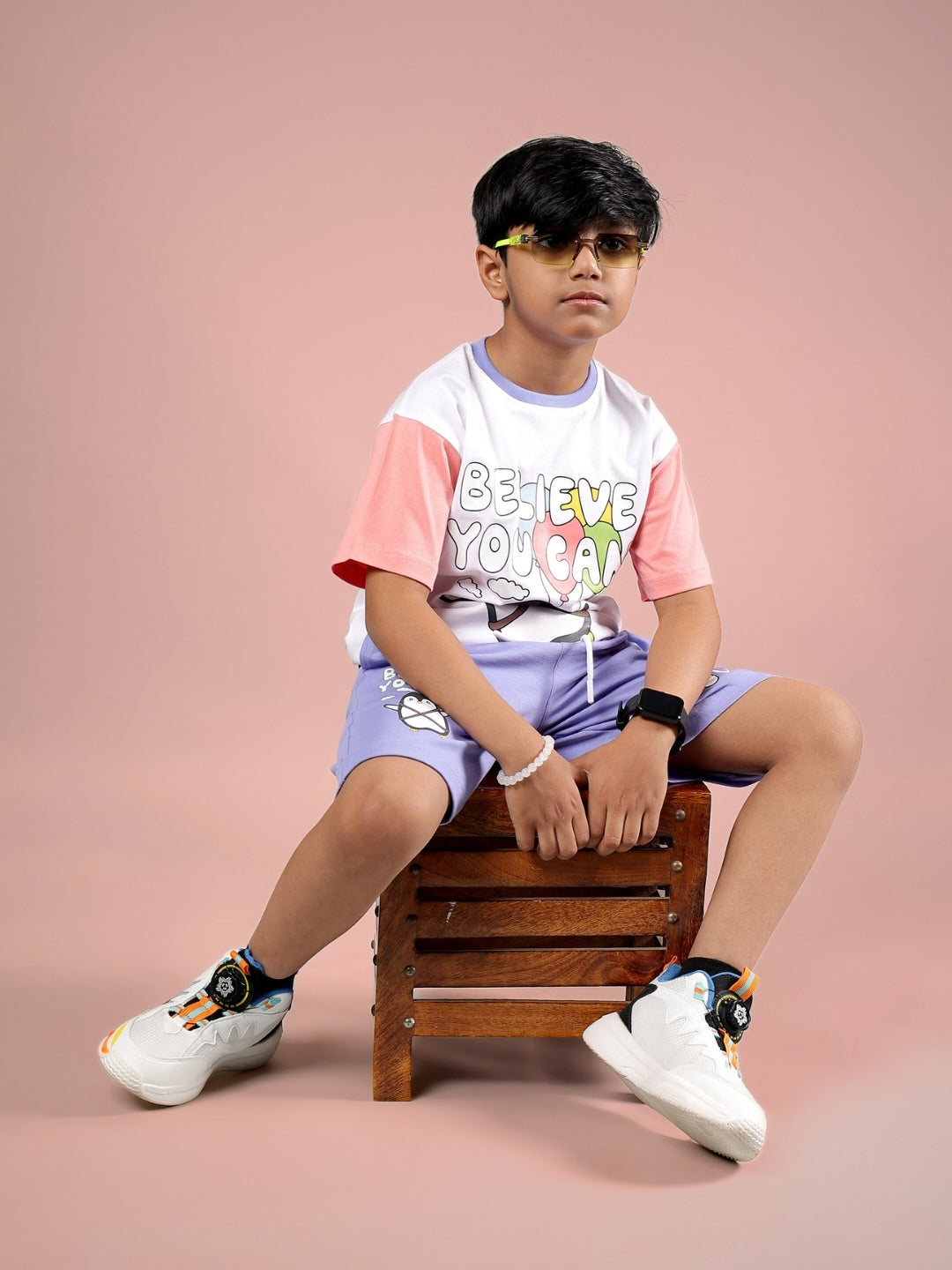 BELIEVE T-SHIRT FOR BOYS & GIRLS (WHITE-PINK)