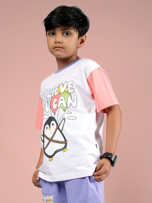 BELIEVE T-SHIRT FOR BOYS & GIRLS (WHITE-PINK)