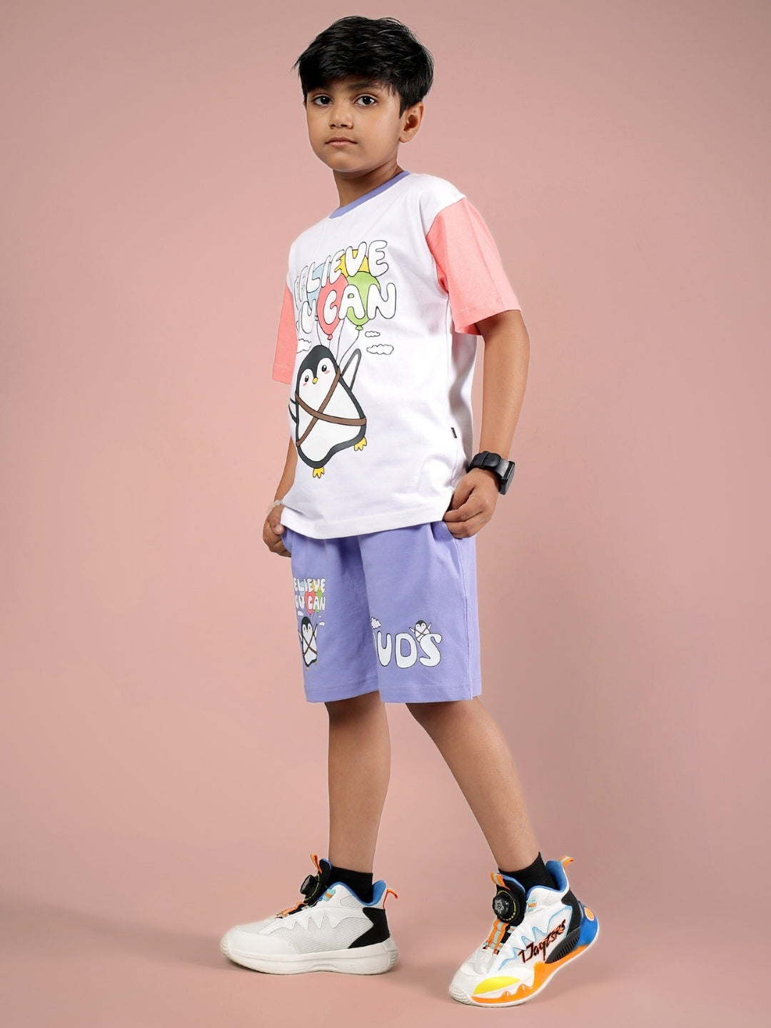 BELIEVE CO-ORD FOR BOYS & GIRLS (WHITE LAVENDER)