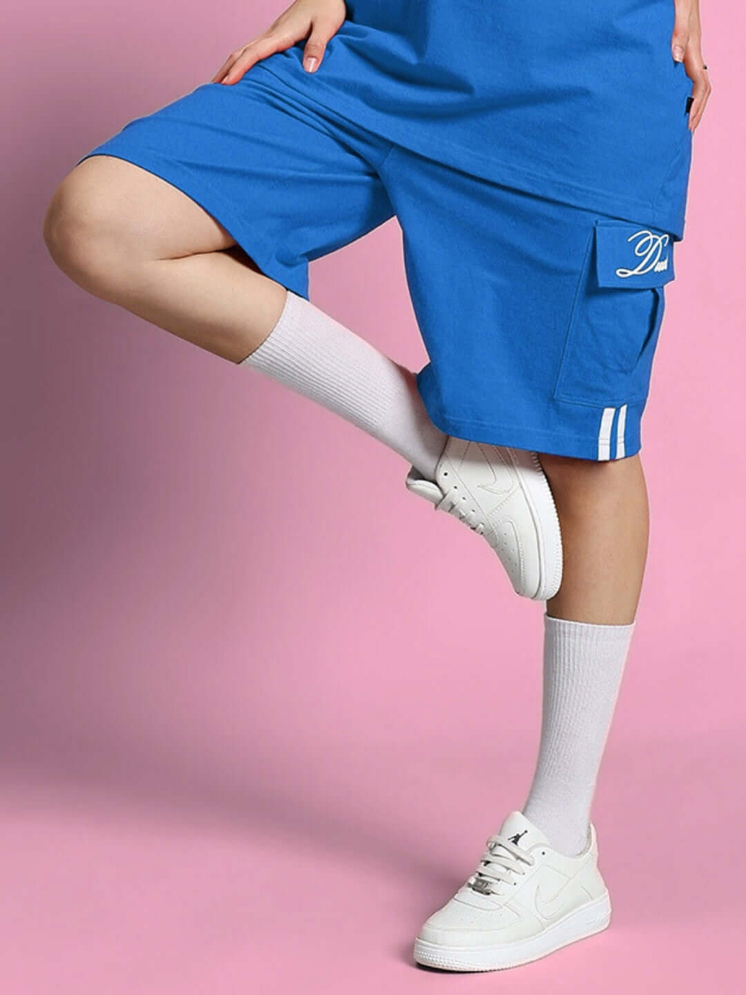 Women's Scotia Regular Fit Shorts in Royal Blue, side view showcasing custom fit option for personalized sizing. Ideal for casual wear.