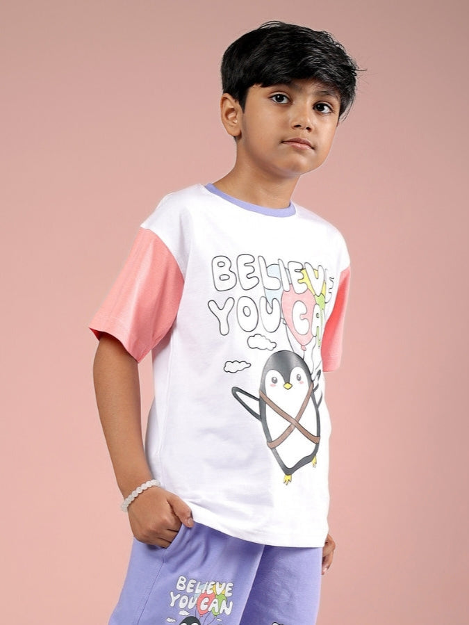 BELIEVE T-SHIRT FOR BOYS & GIRLS (WHITE-PINK)