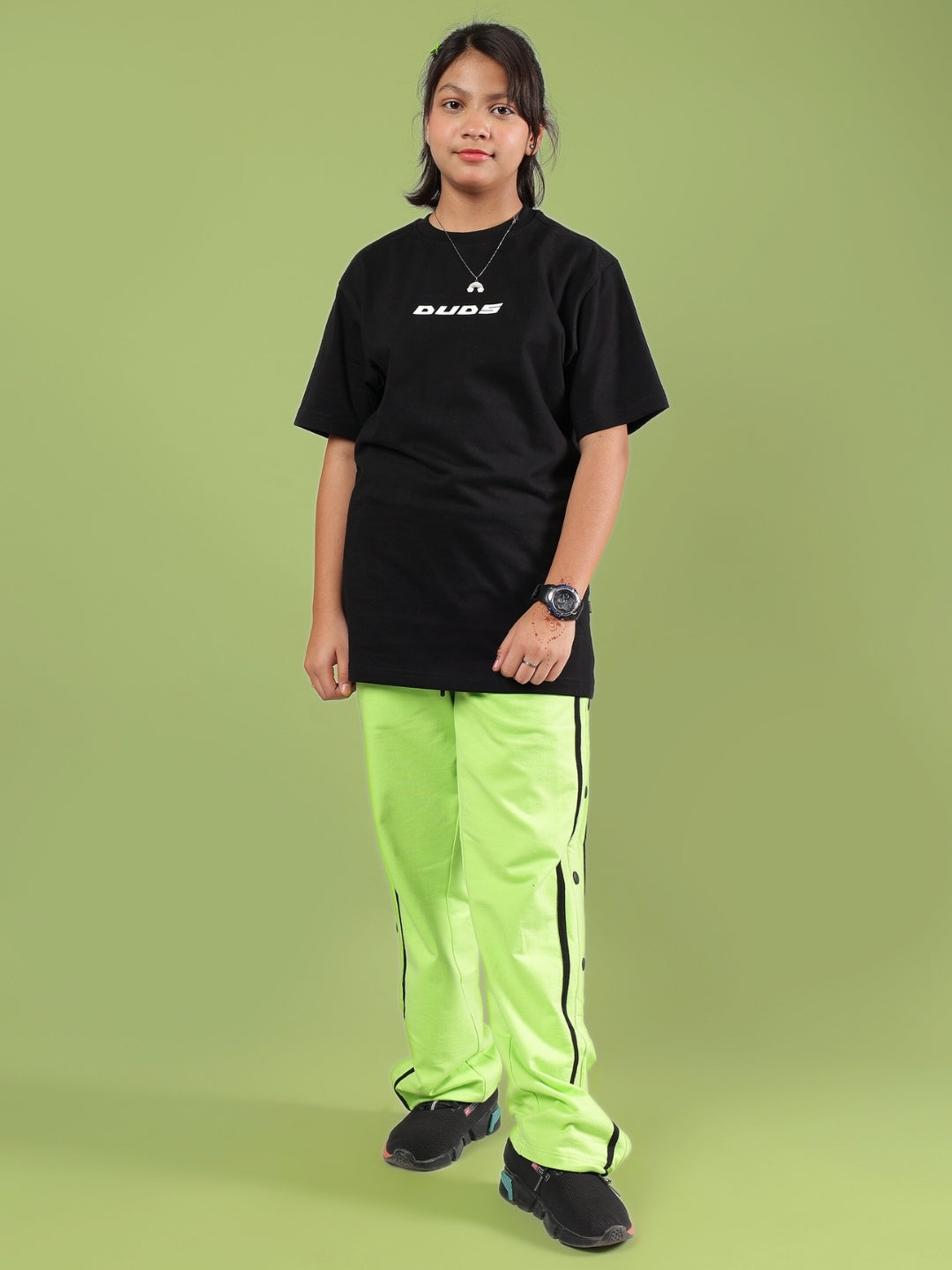 CONTRAST PANEL JOGGER FOR BOYS & GIRLS (NEON GREEN)