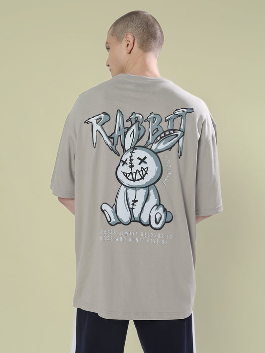 positive rabbit over sized t shirt grey