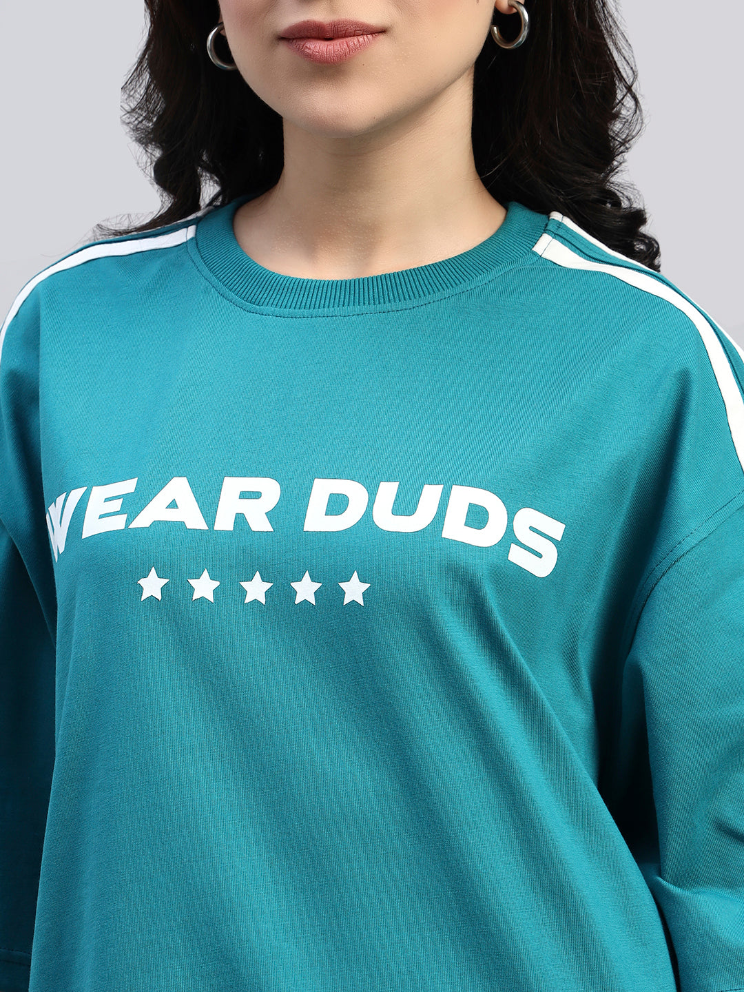 WOMEN'S STAR JUMPER OVER-SIZED T-SHIRT (TEAL)