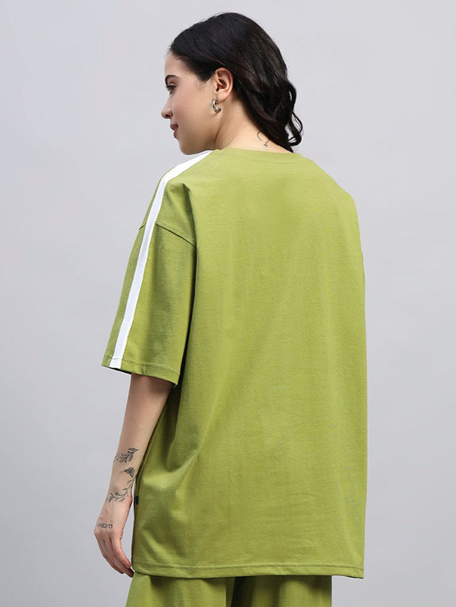 WOMEN'S WIDELINE OVER-SIZED T-SHIRT (OLIVE GREEN)