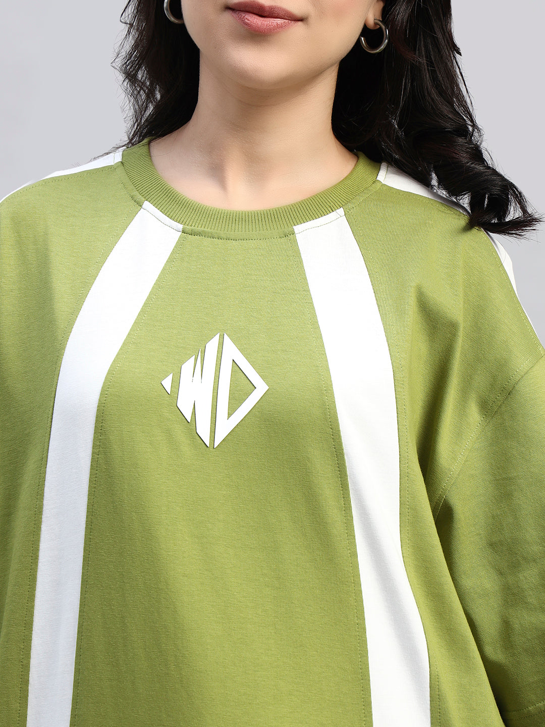 WOMEN'S WIDELINE OVER-SIZED T-SHIRT (OLIVE GREEN)
