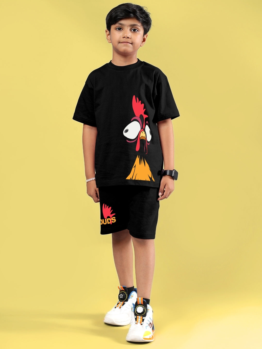 FUNNY CHICKEN PRINTED SHORTS FOR BOYS & GIRLS (BLACK)