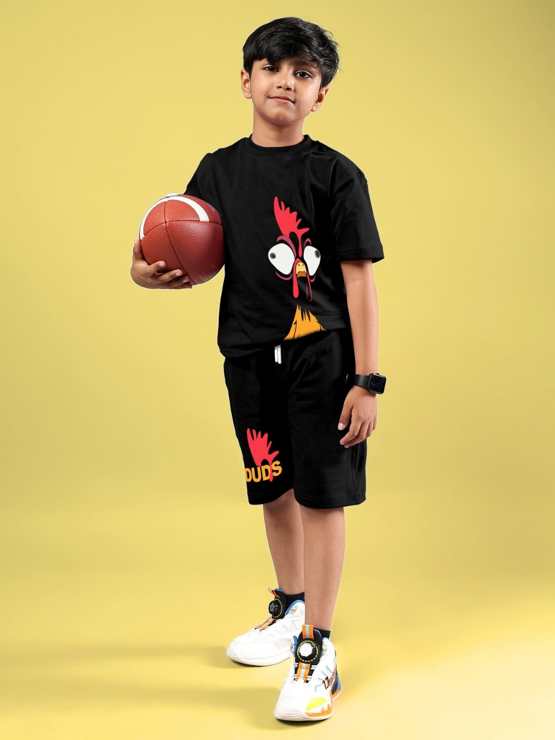 FUNNY CHICKEN PRINTED SHORTS FOR BOYS & GIRLS (BLACK)