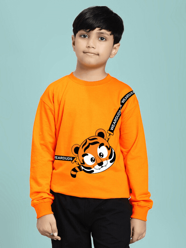 TIGON KIDS SWEATSHIRT FOR BOYS AND GIRLS ORANGE - KIDS SWEATSHIRT