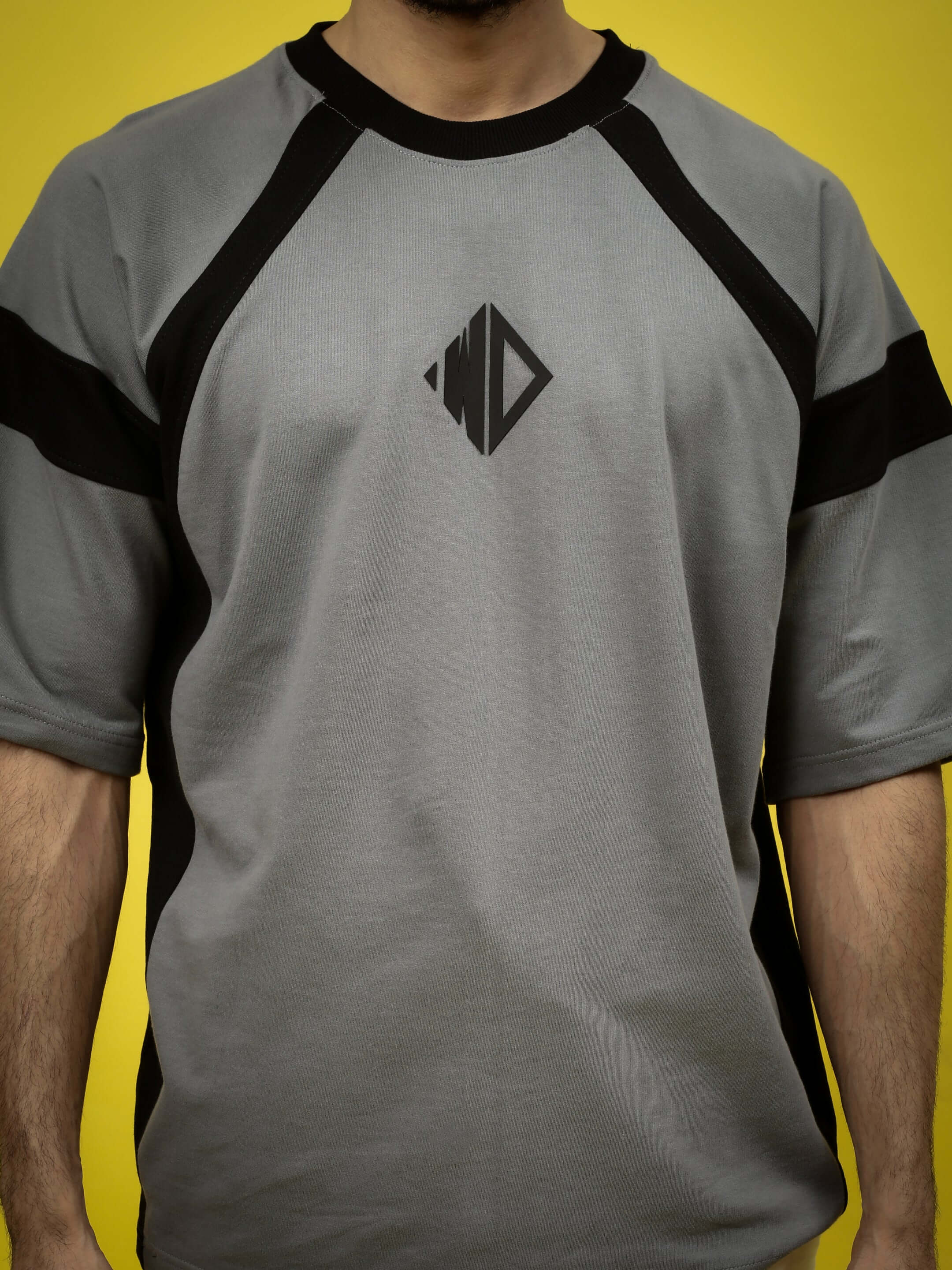 TURBO OVER-SIZED T-SHIRT SLATE GREY with premium cotton fabric, front view