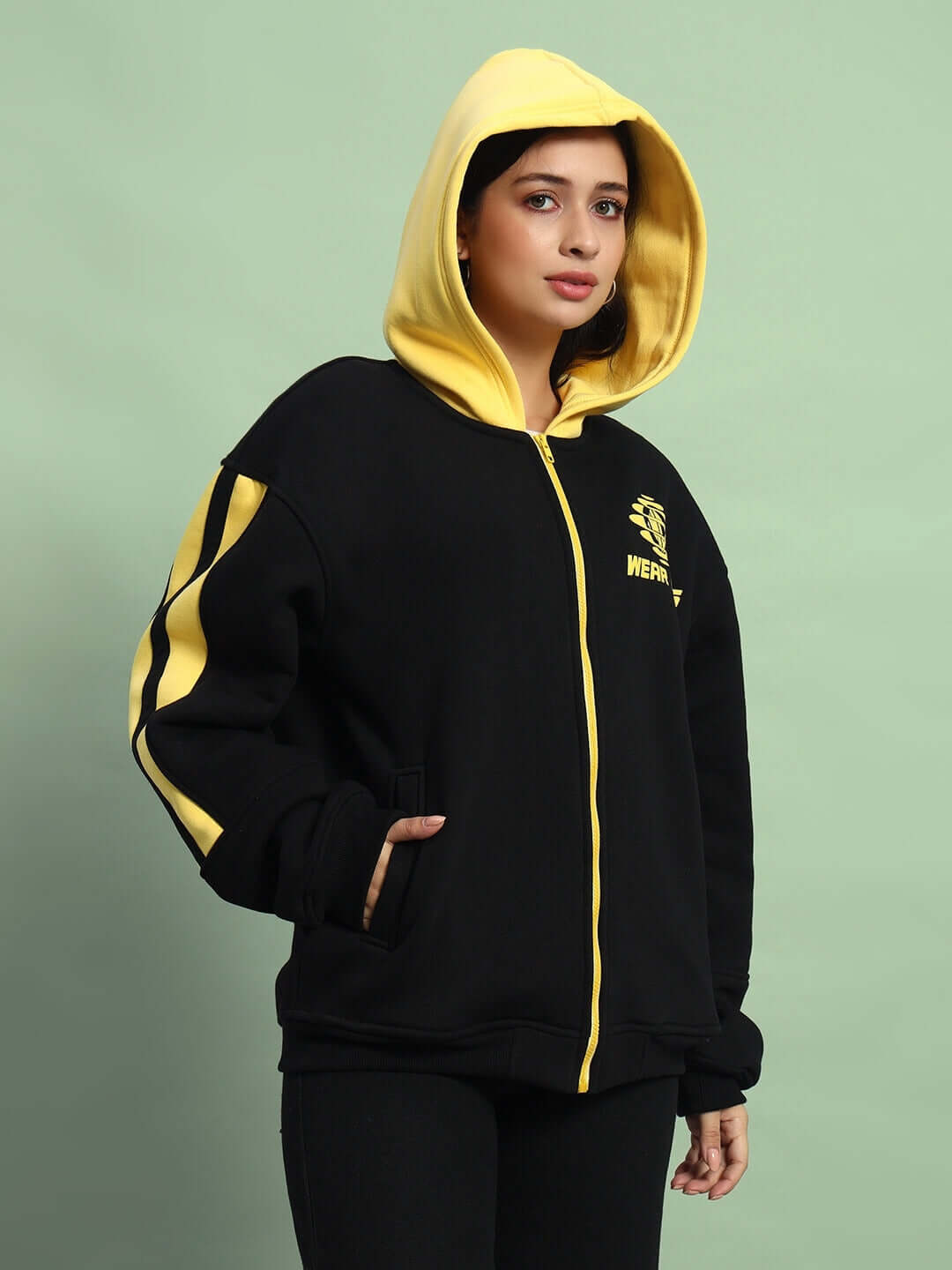 WOMEN'S CRUISER COLORBLOCK HOODIE (BLACK-YELLOW)