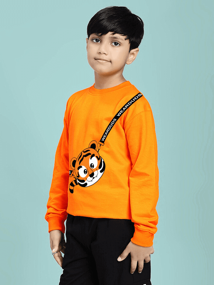 TIGON KIDS SWEATSHIRT FOR BOYS AND GIRLS ORANGE - KIDS SWEATSHIRT